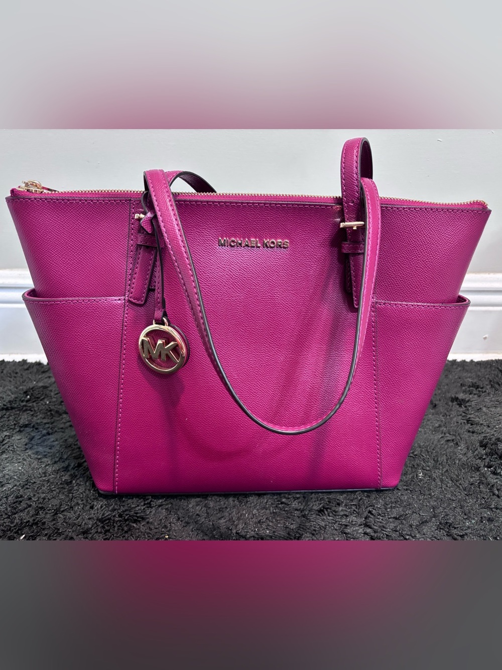 Michael Kors Charlotte Large Top Zip Tote Bag - Fuchsia / Dragonfruit